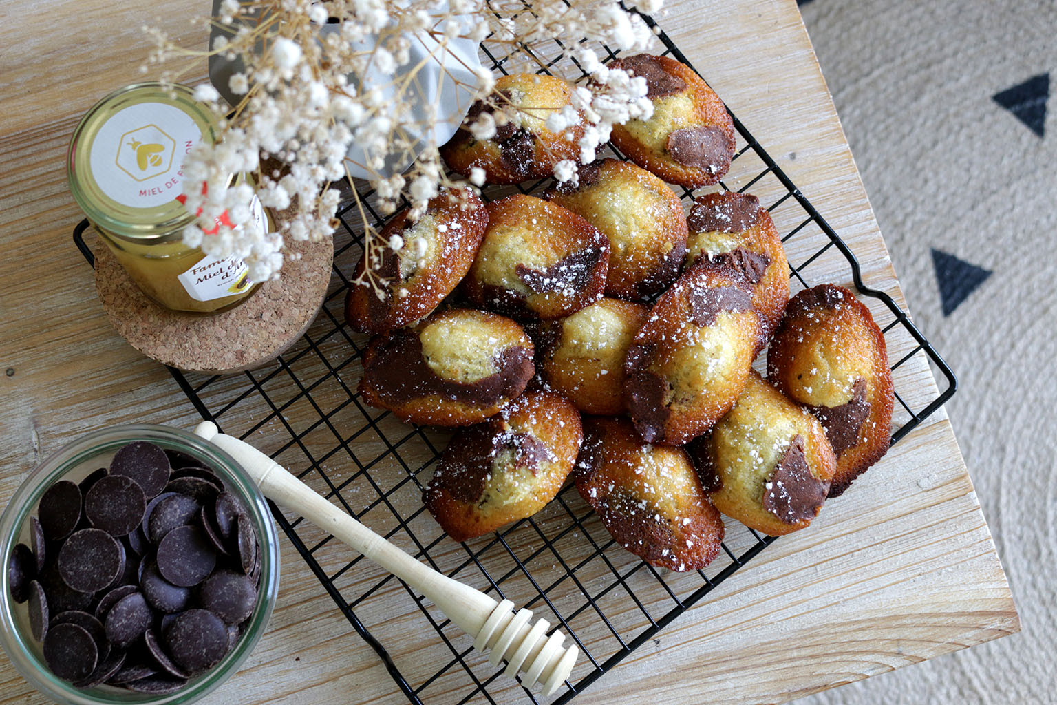 Madeleines chocolat et miel 