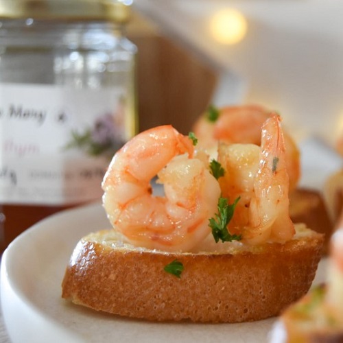 Recette Bouchées de crevettes au miel
