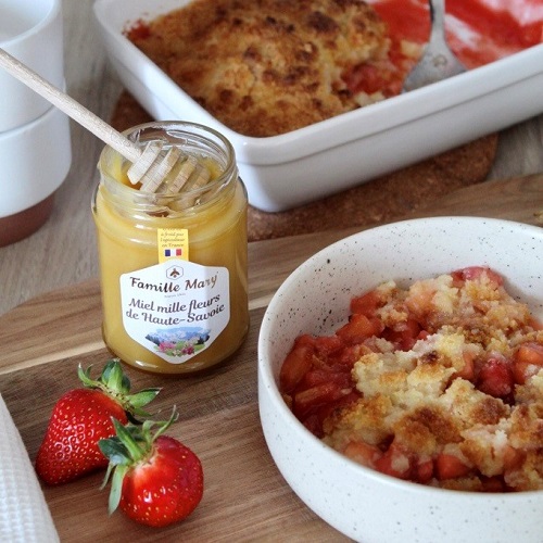 Crumble pommes fraises & miel
