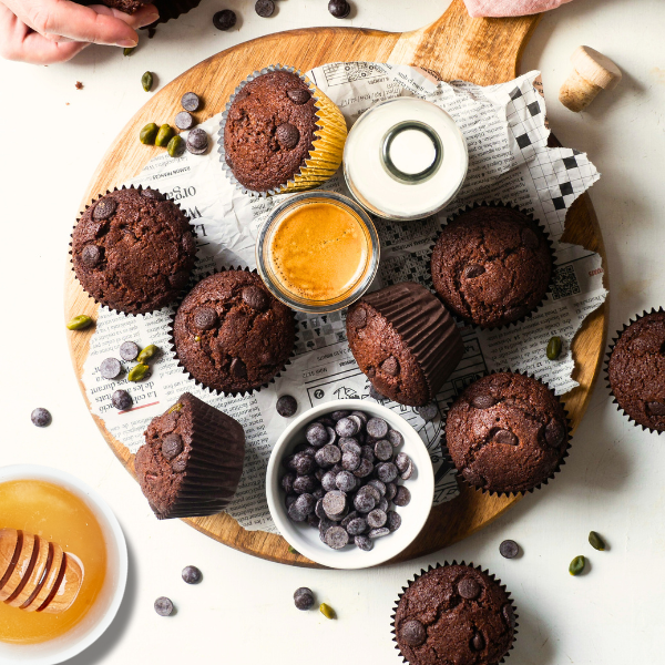 Muffins au chocolat et miel vanille
