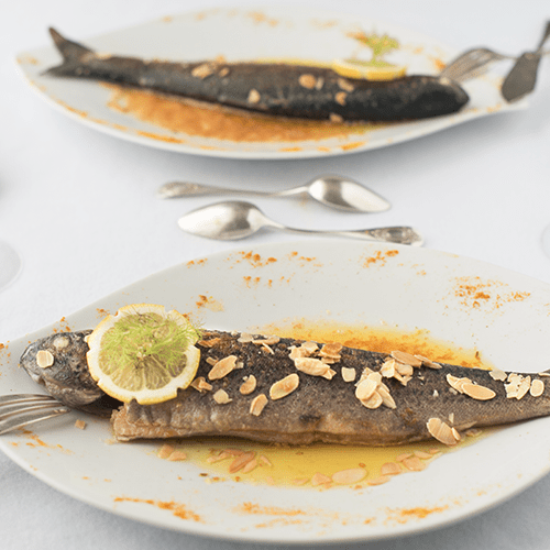 Truites aux amandes, beurre noisette au miel d’amandier Famille Mary