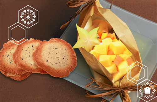 Tuiles et papillotes de mangues au miel de Noël Famille Mary 
